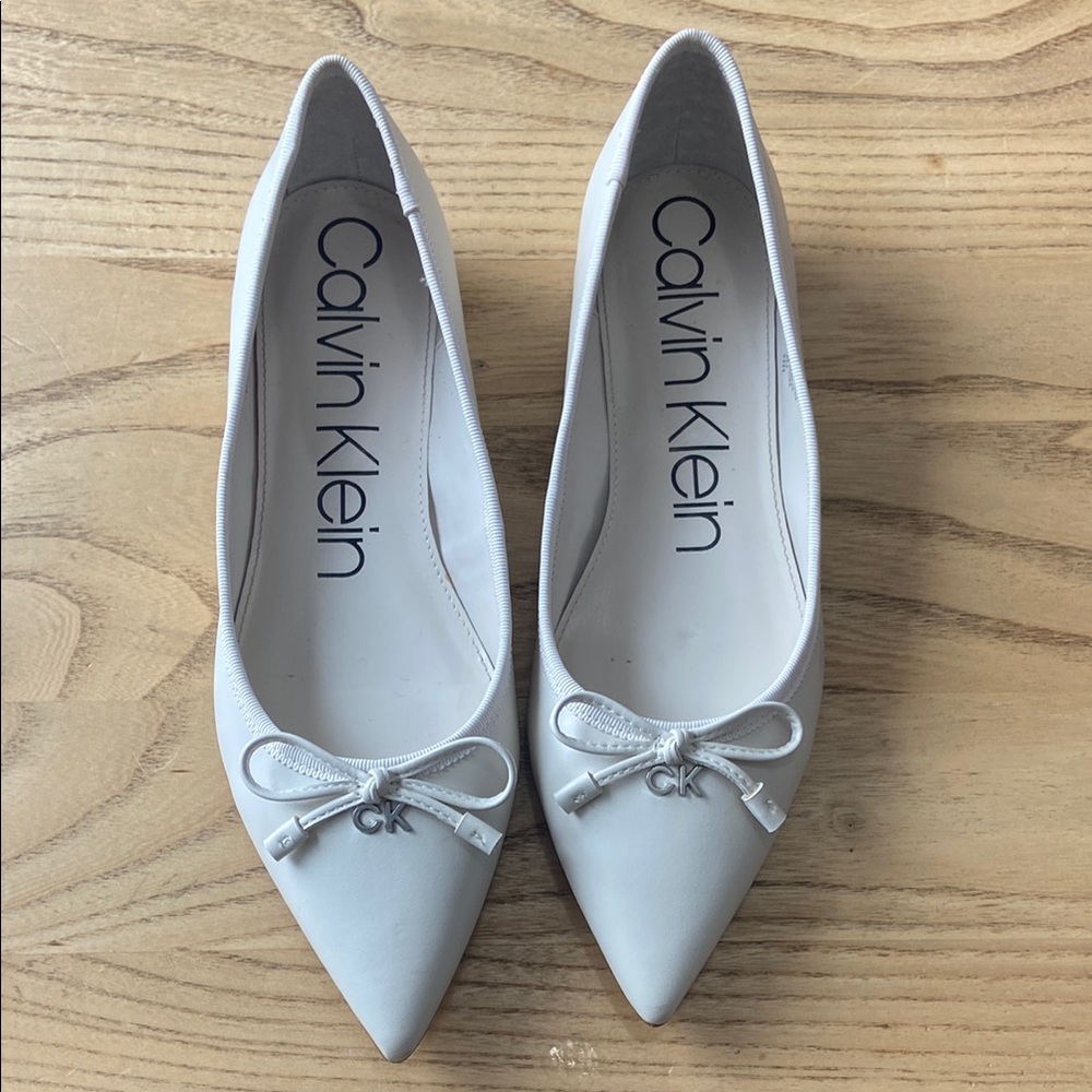 Calvin Klein White Ballet Flats